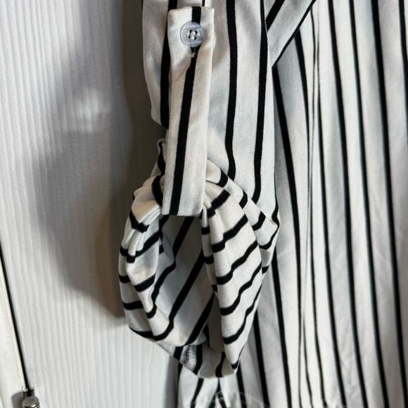 Moyabo Women’s 2XL Long Sleeve Blouse Black and White Striped - Picture 4 of 8